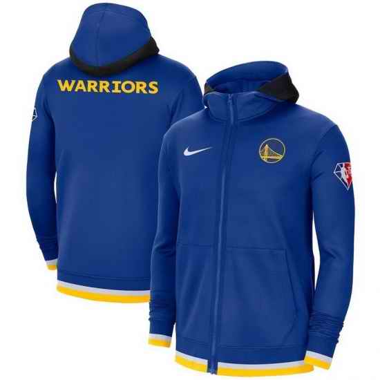 Men Golden State Nike 75th Anniversary Performance Showtime Full Zip Hoodie Jacket  Black